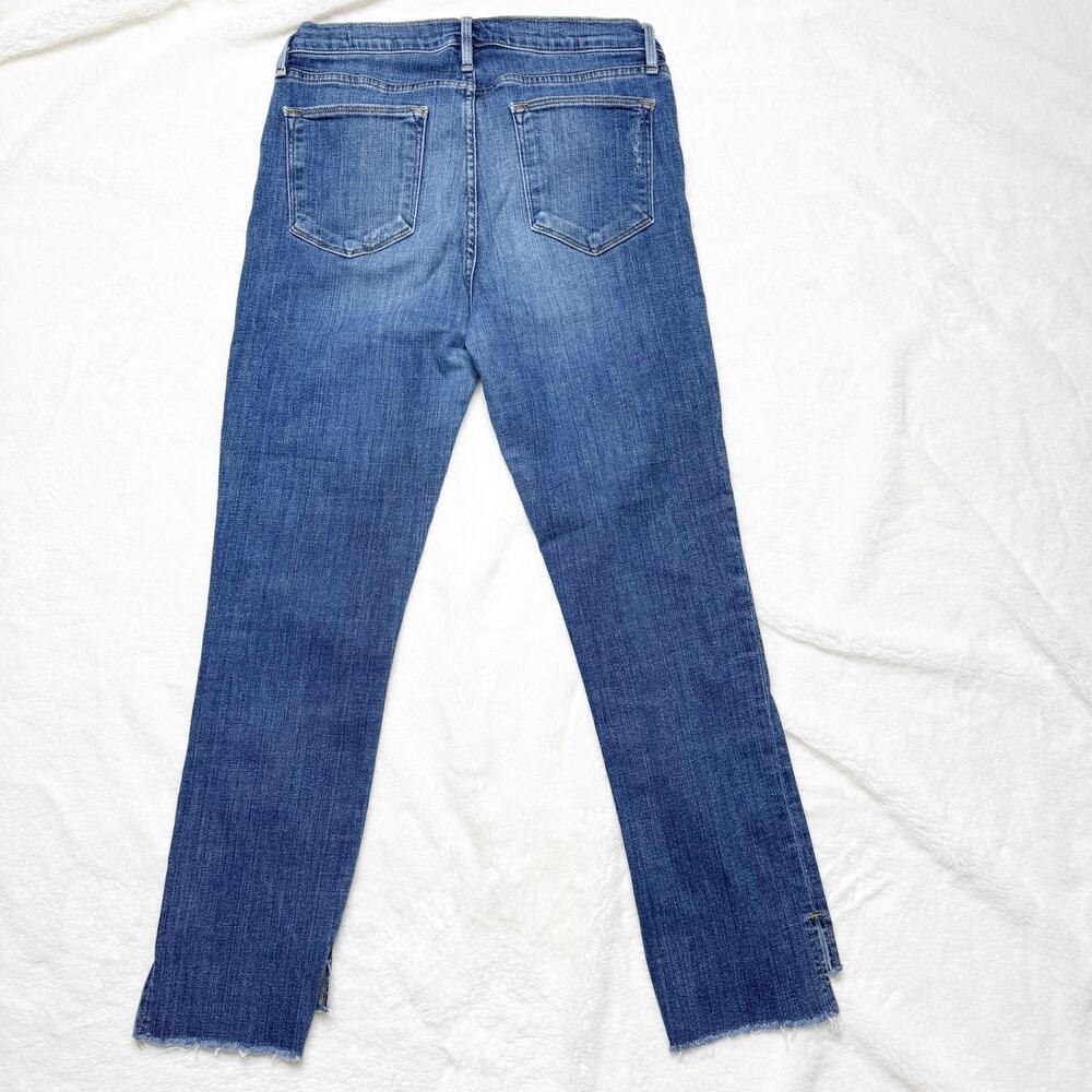 FRAME Denim Le High Straight High Rise Cropped Distressed Blue Jeans size 28 - Picture 3 of 10